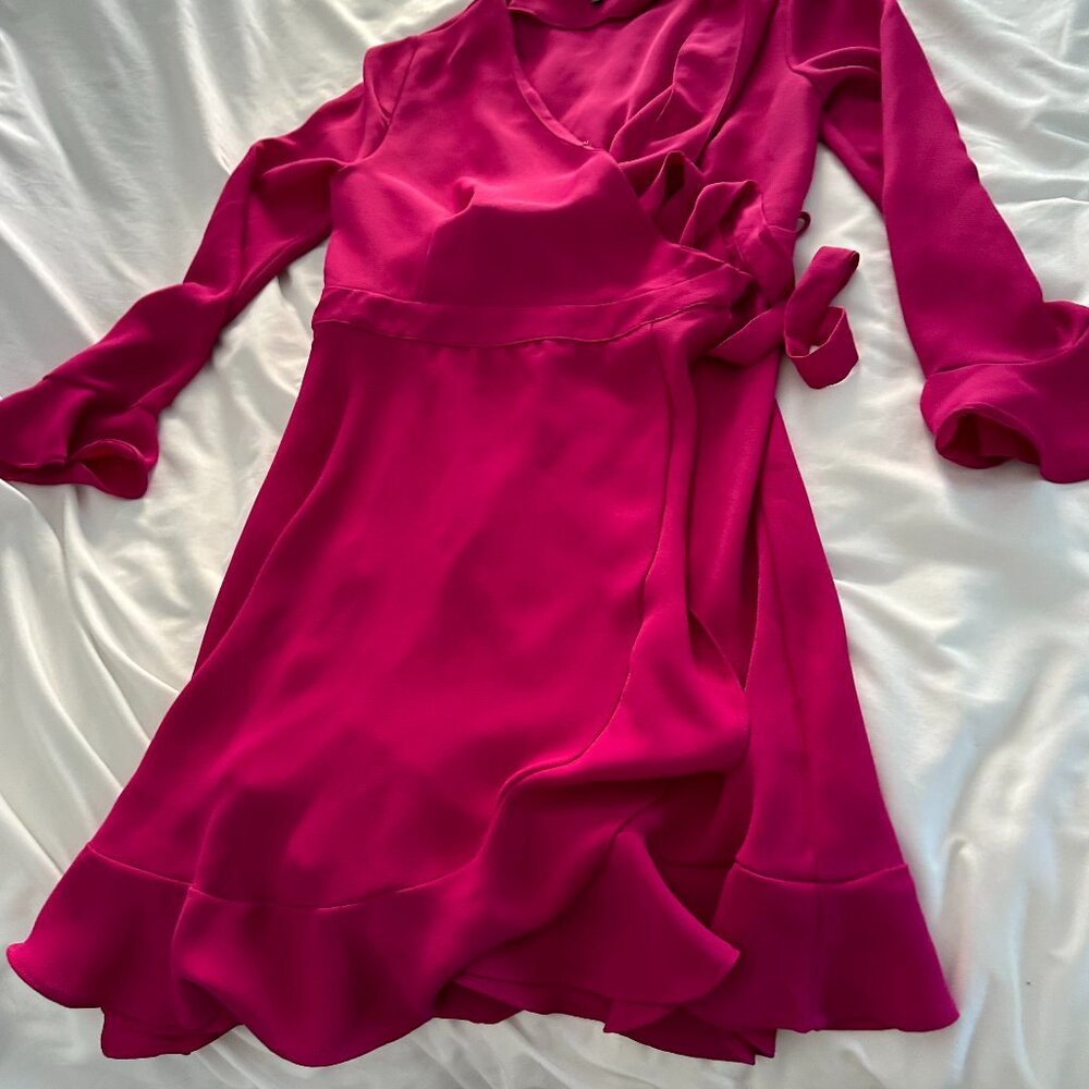 NWOT deep pink wrap dress